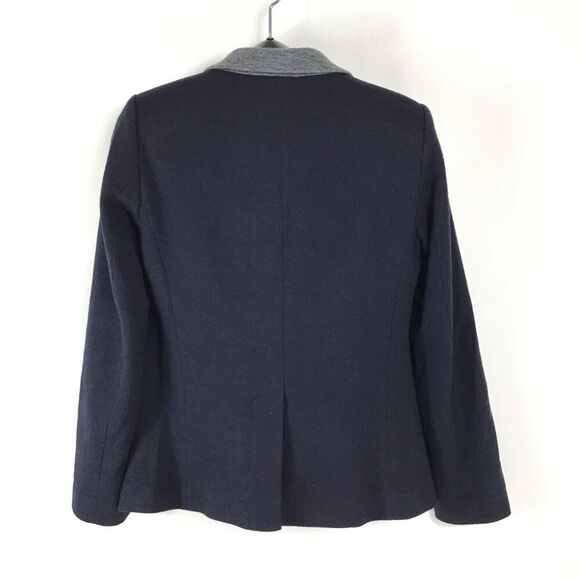 J. Crew Contrast Wool Blend Blazer Women's Size 8 Gray Navy Career Workwear - Picture 4 of 9